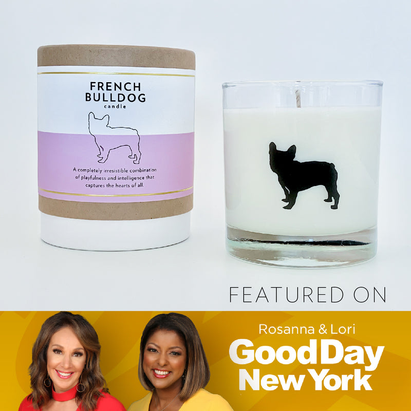 Good Day New York Scripted Fragrance Scented Soy French Bulldog Candle 