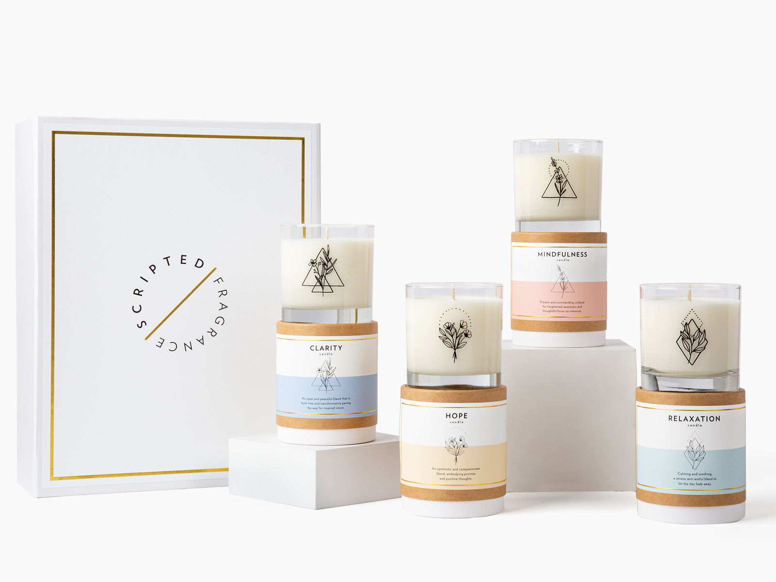Spa Wellness Candle Gift Set | 4 Rocks Glasses