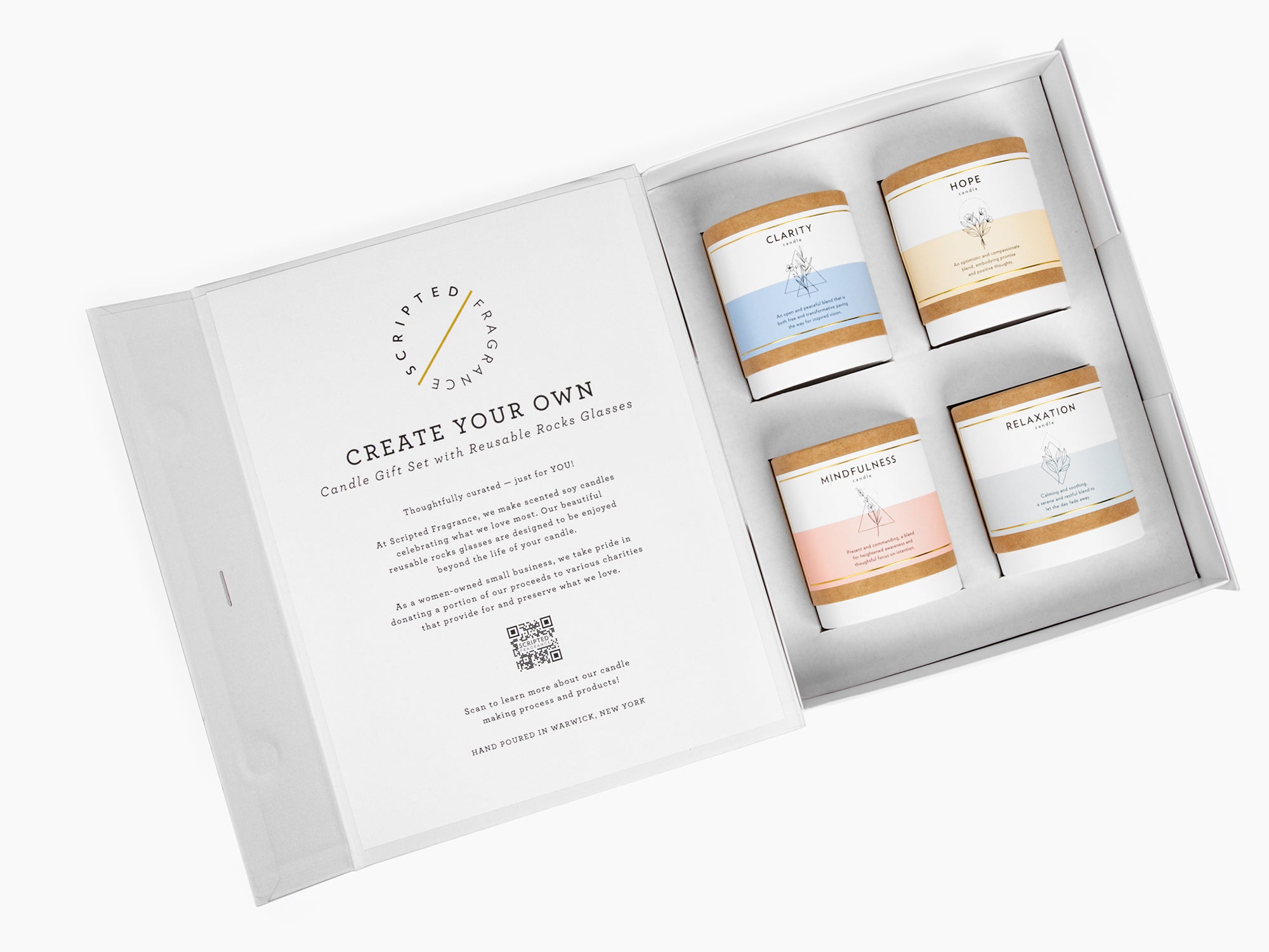 Spa Wellness Candle Gift Set | 4 Rocks Glasses