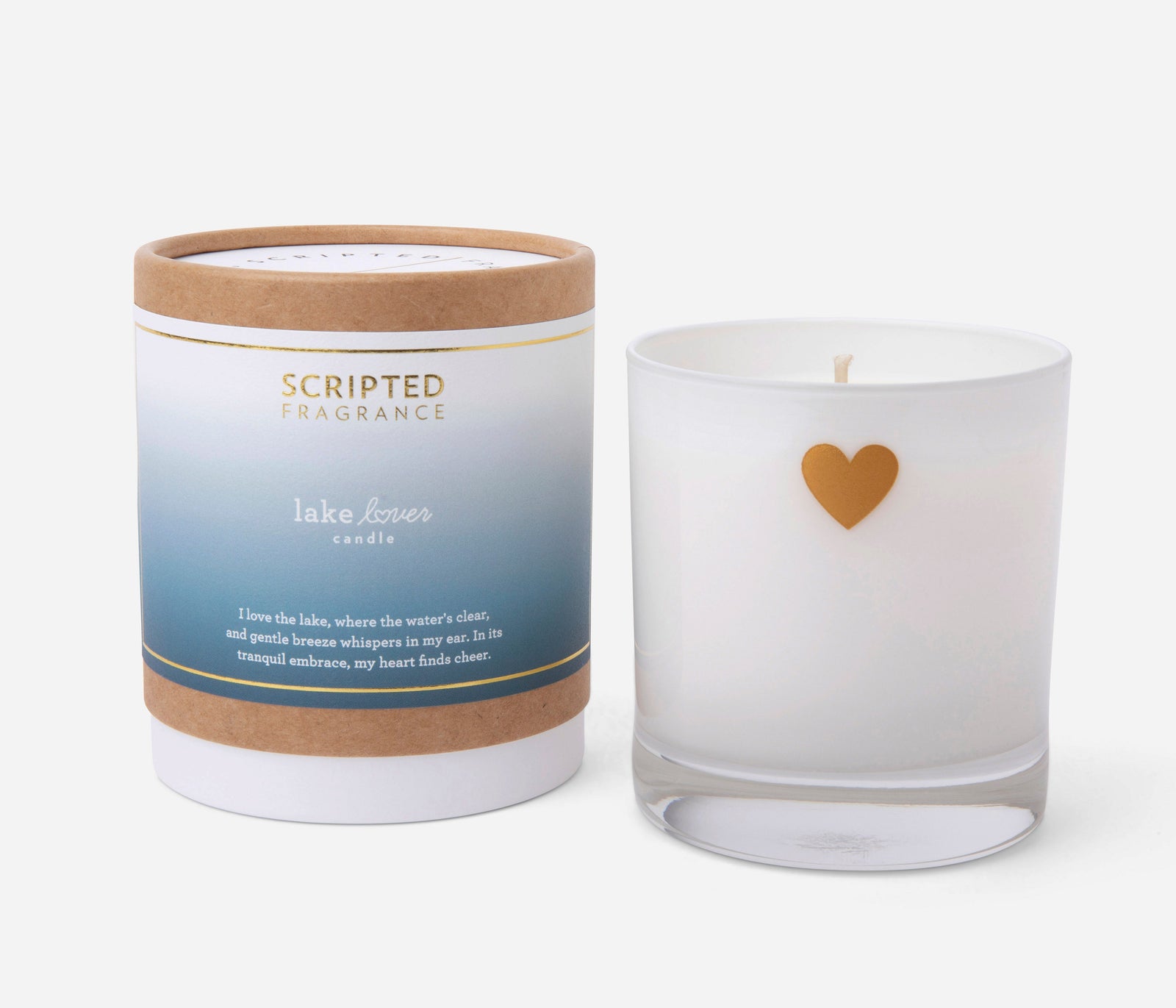 Relaxing Lake Lover soy candle in eco-friendly glass container