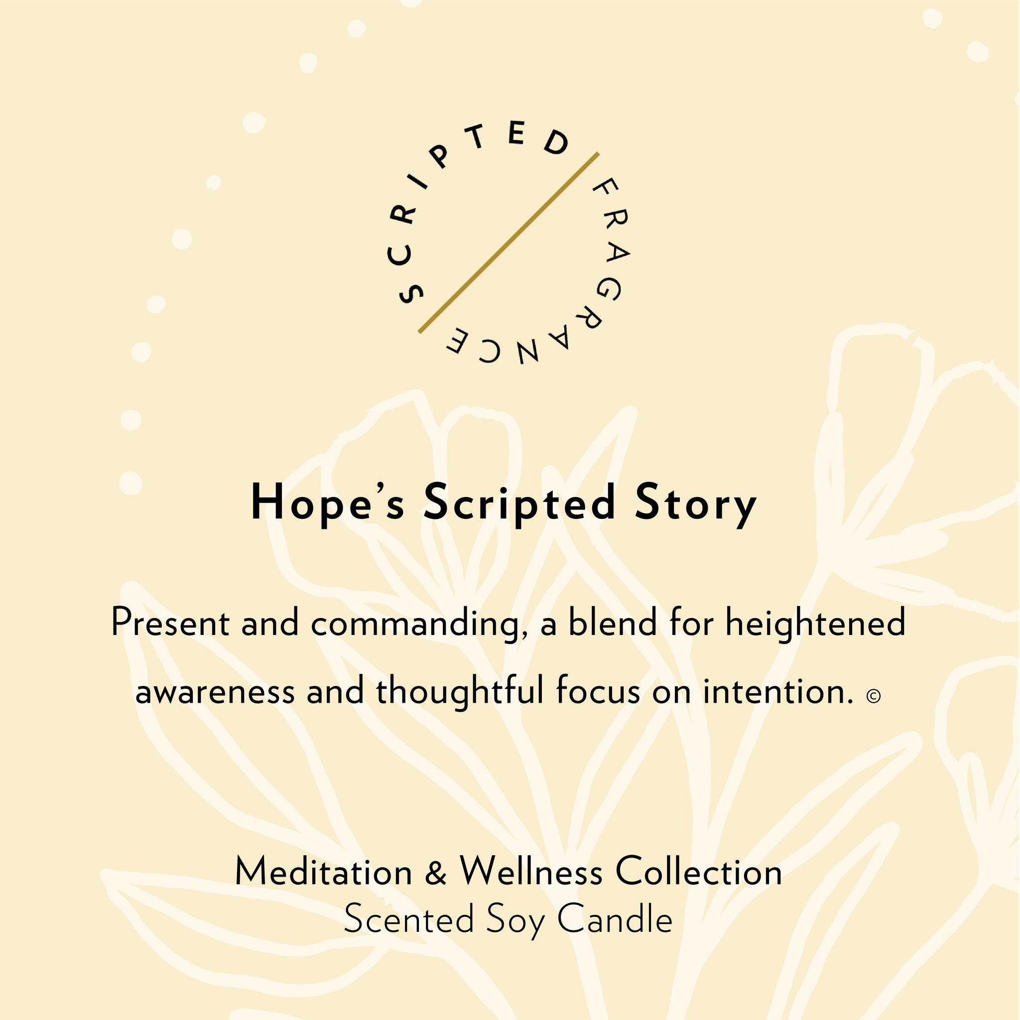 Hope scripted story message that appears on the candle label