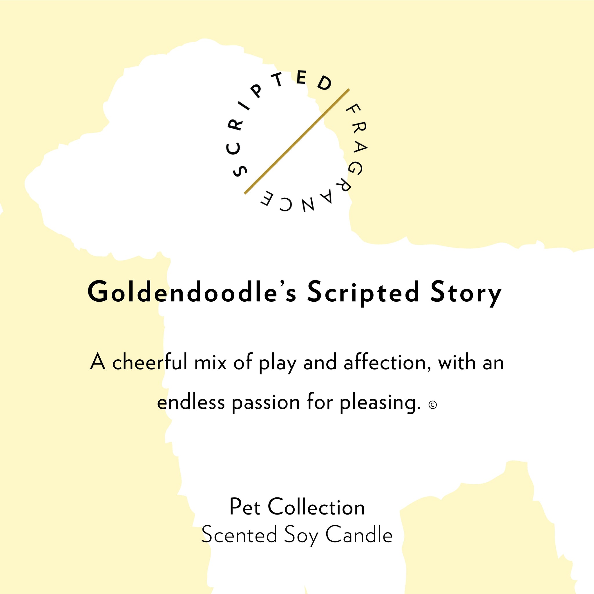 Female-owned candle brand with goldendoodle design inspired by breed