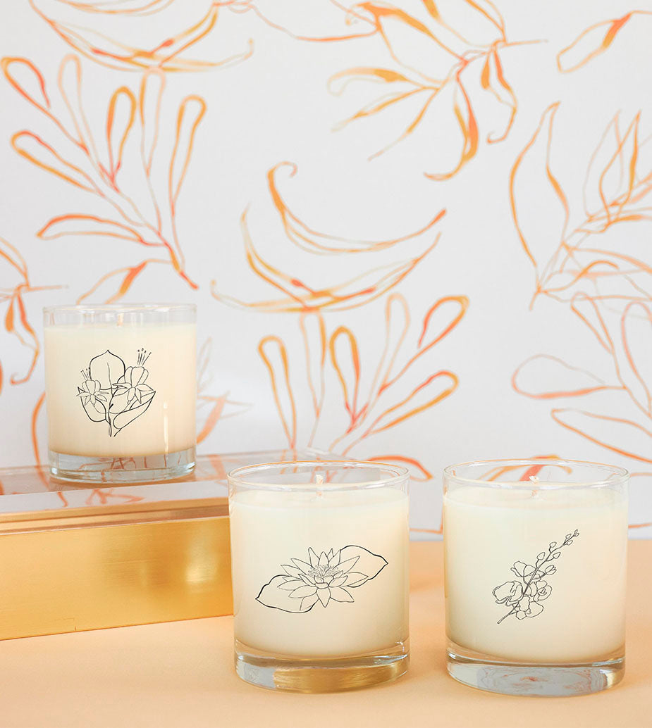 July Birth Month Flower Soy Candle, Jasmine and Water Lily