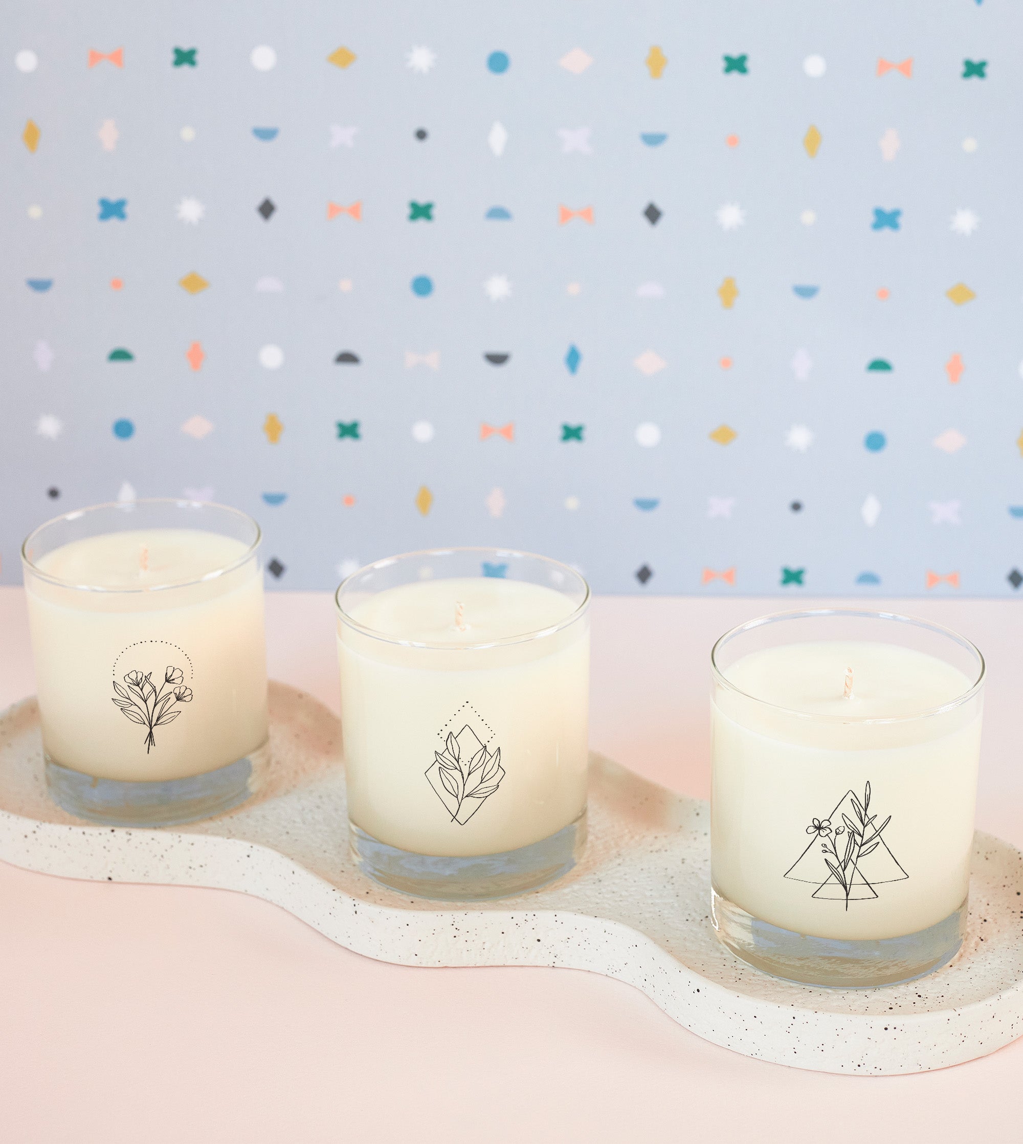 Hope, Relaxation, Clarity meditation candles for yoga retreats