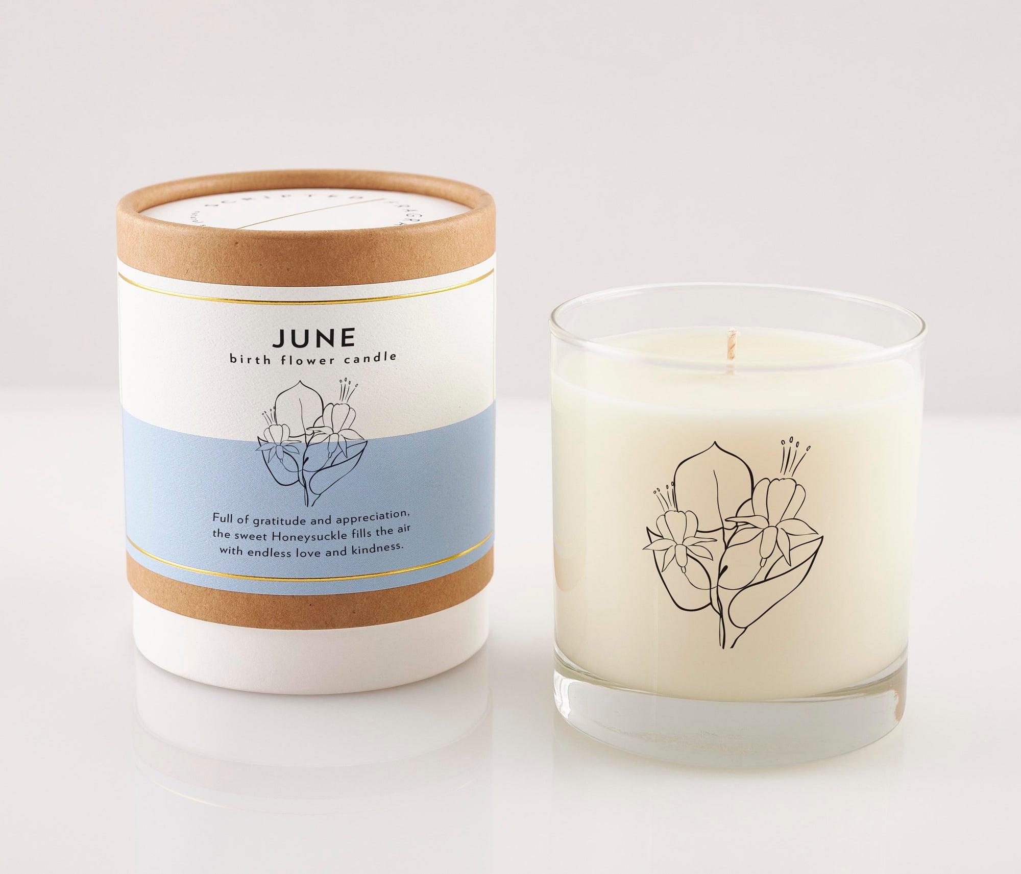 June Birth Month Flower Soy Candle, Honeysuckle Candle
