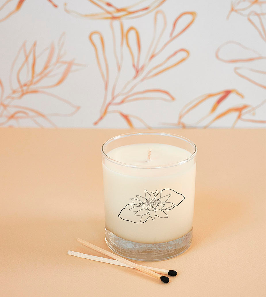 July Birth Month Flower Soy Candle, Jasmine and Water Lily