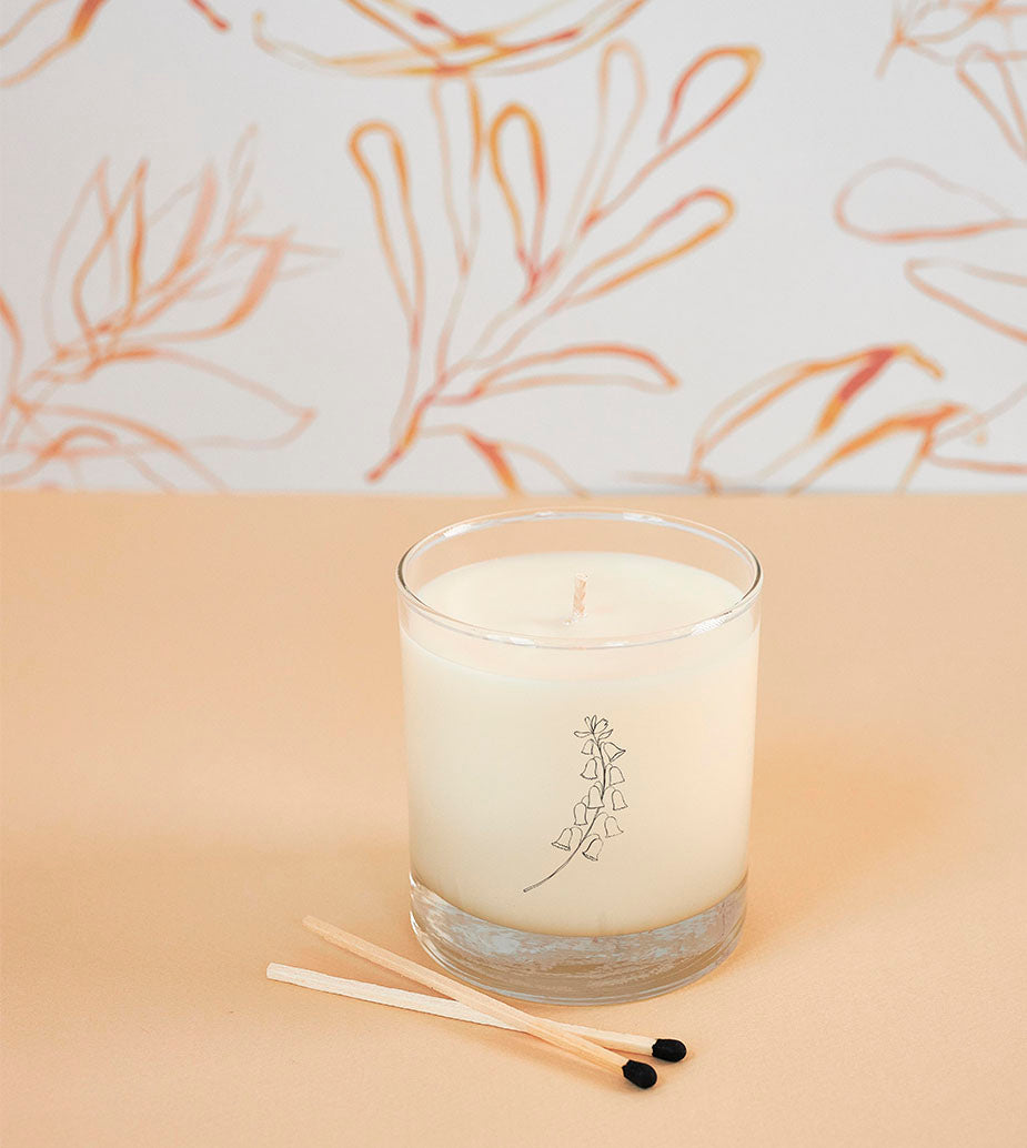 May Lily of the Valley Candle in reusable glass tumbler, soft and elegant floral scent, 100% soy wax, non-toxic, perfect for Mother’s Day or May birthday gifts