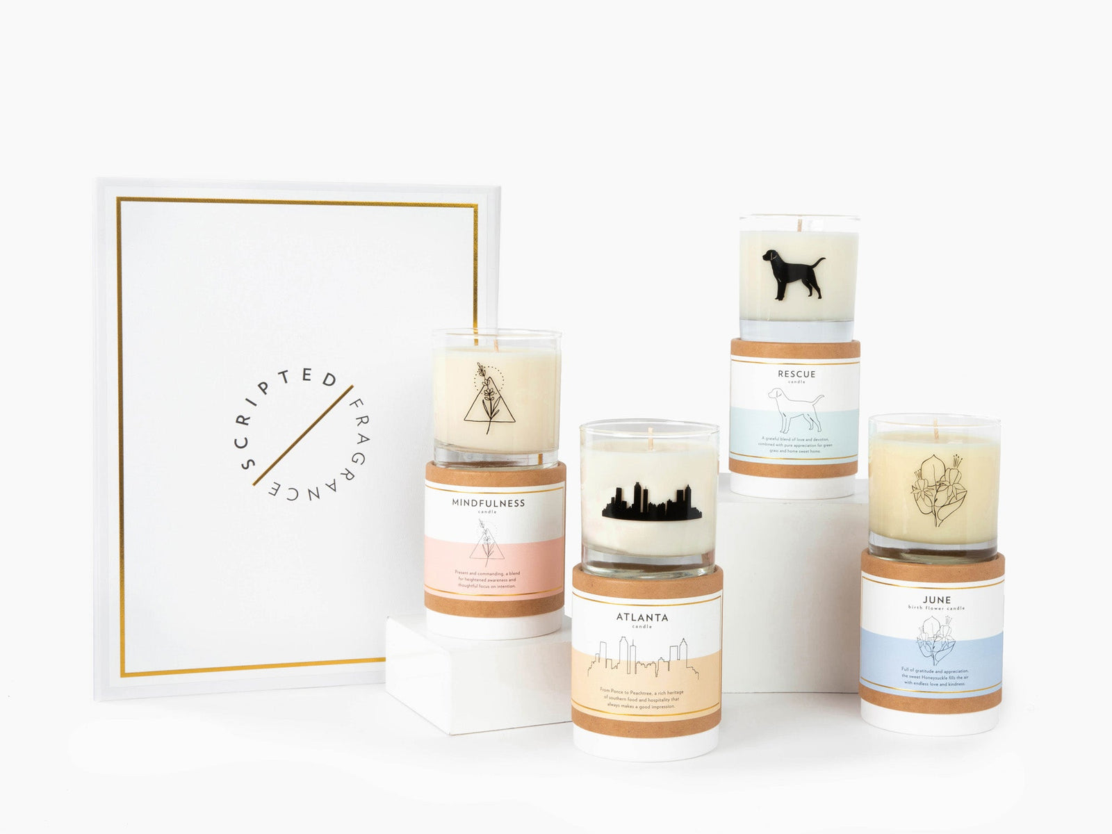 Personalized Candle Gift Set | Create Your Own - 4 Reusable Rocks Glass Soy Candles