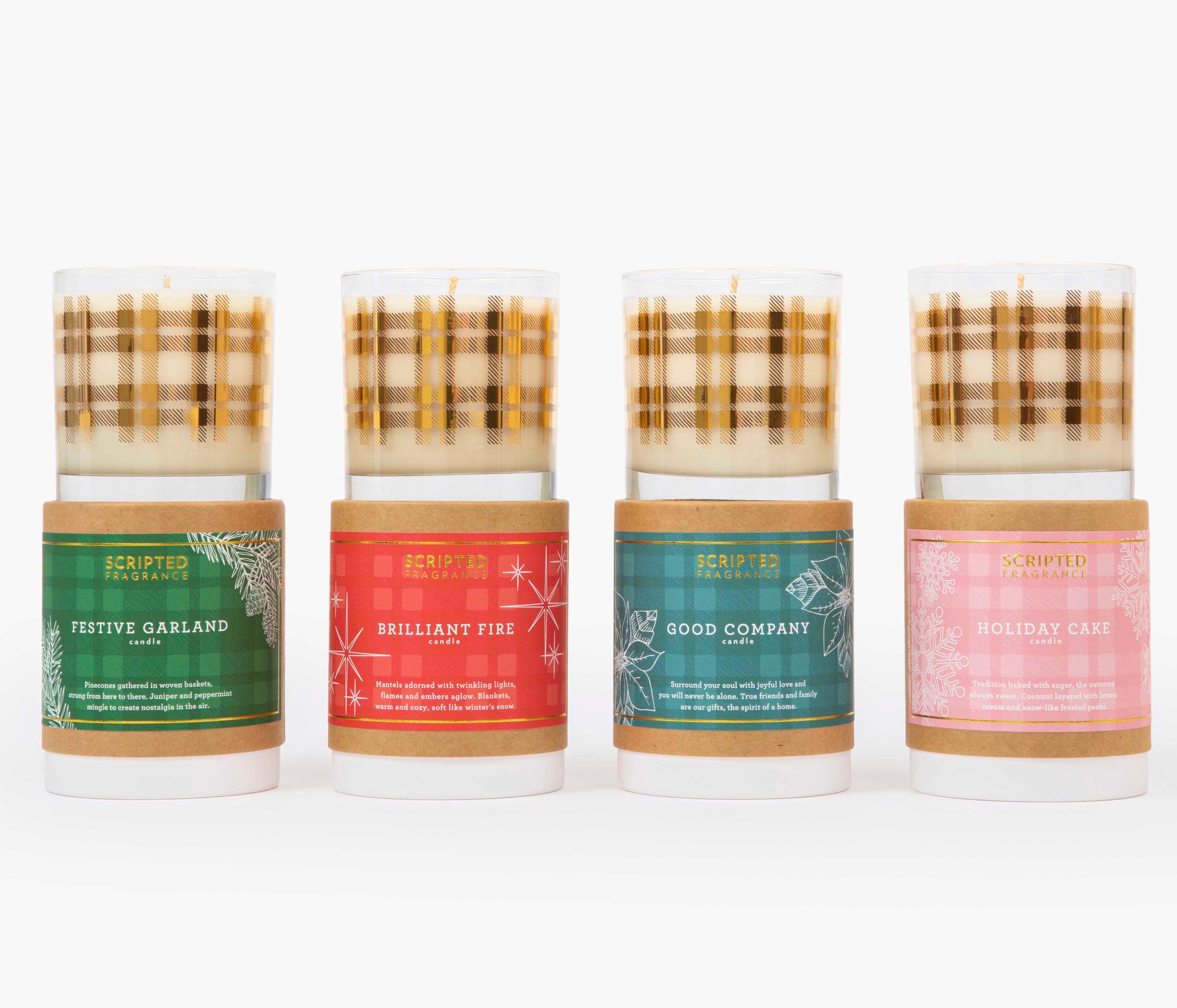 Holiday Cheers! Candle Gift Set | Luxury 22k Gold Reusable Rocks Glasses