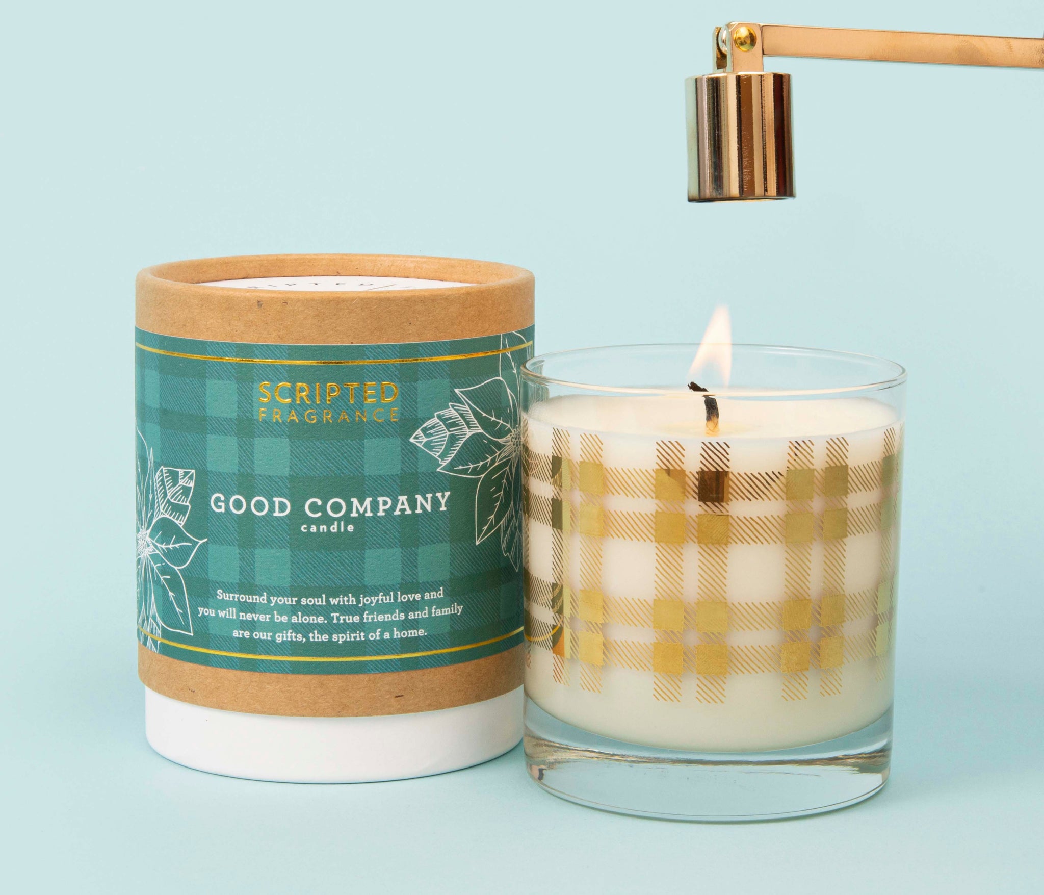 Holiday Cheers! Candle Gift Set | Luxury 22k Gold Reusable Rocks Glasses