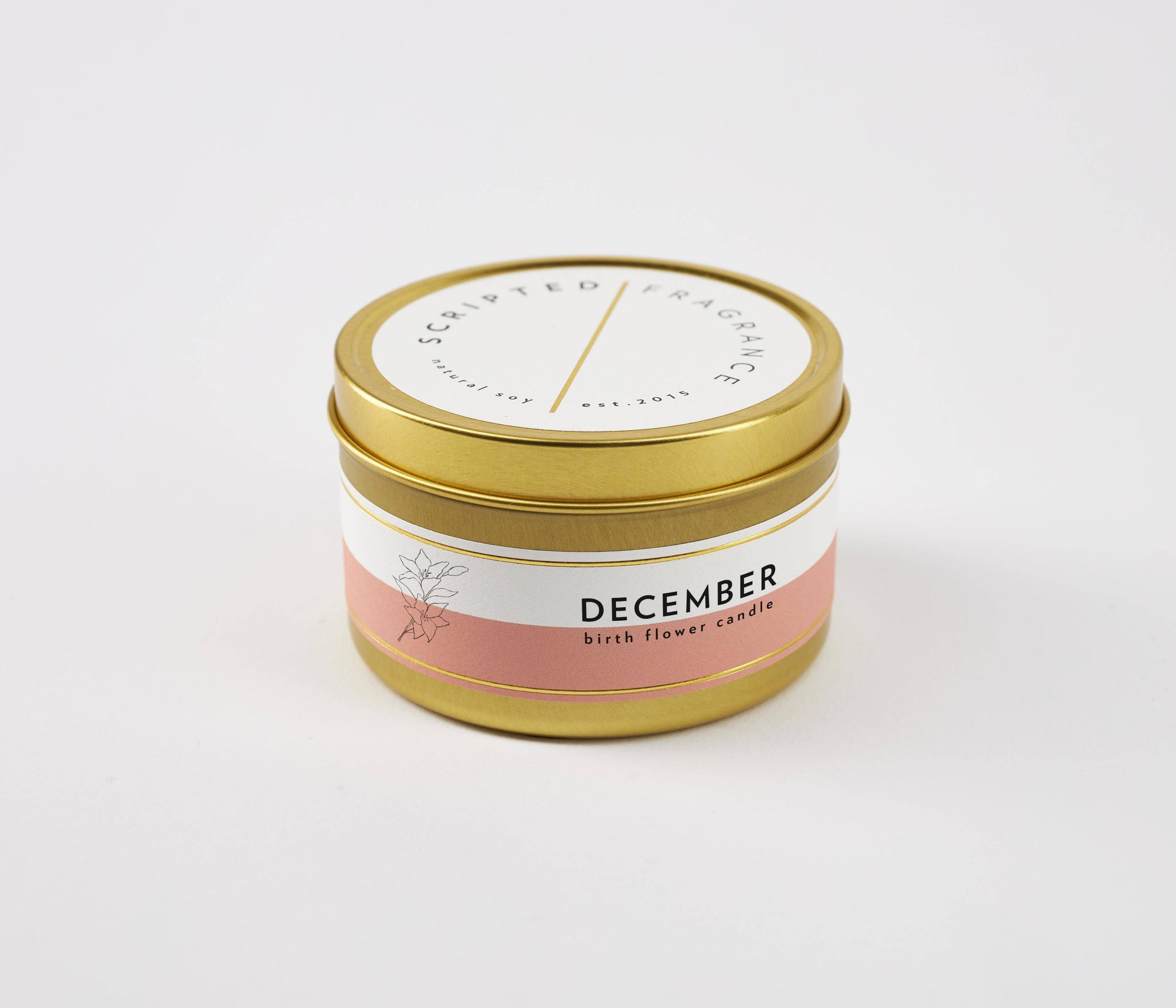 December Birth Month Flower Soy Candle, Poinsettia Candle