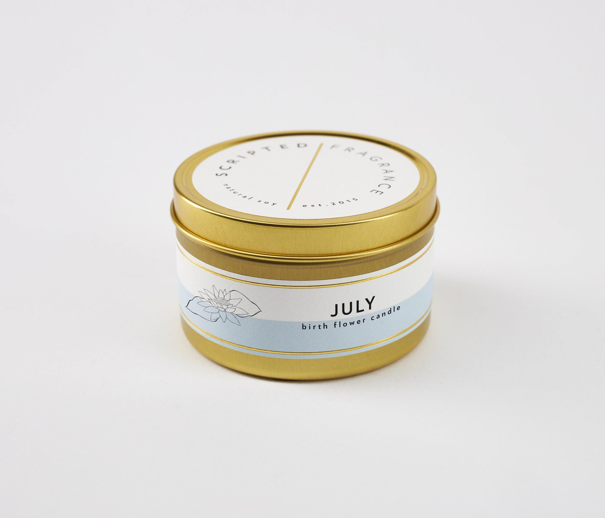 July Birth Month Flower Soy Candle, Jasmine and Water Lily