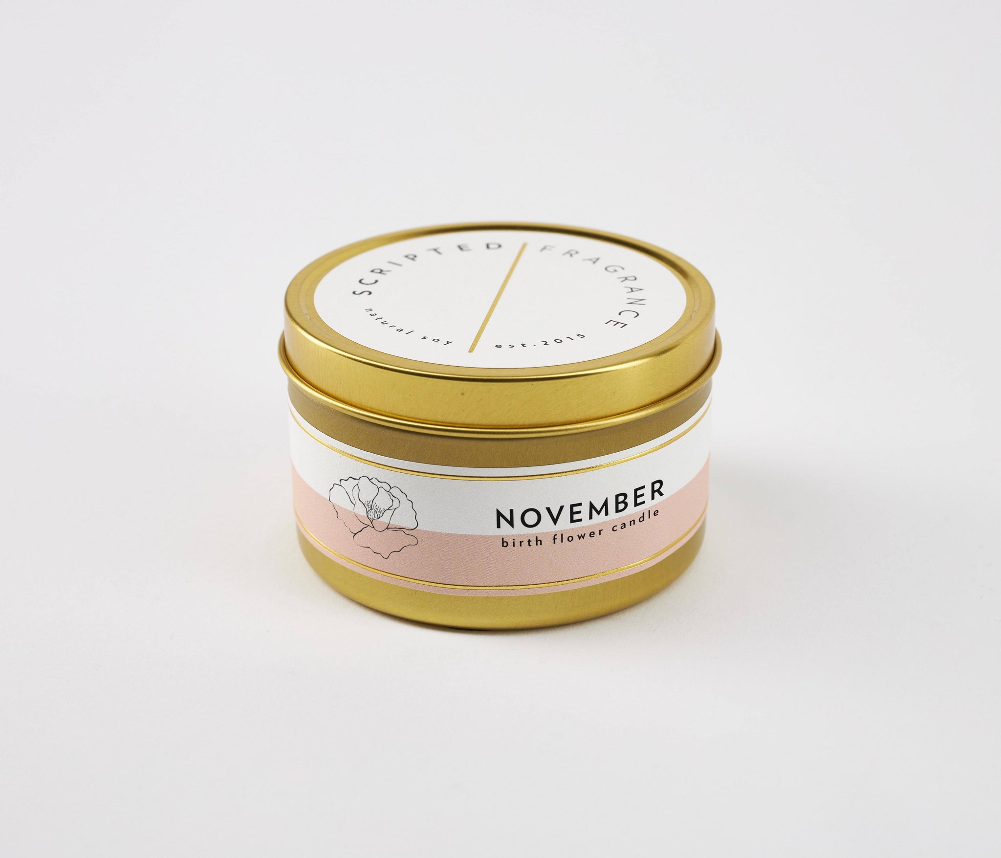 November Birth Month Flower Soy Candle, Peony Candle