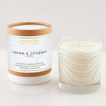 Dream & Journey soy candle in a reusable rocks glass with lemongrass and green tea fragrance – perfect for graduates or new job celebrations.