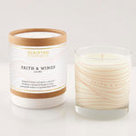 Faith & Wings candle in reusable rocks glass with champagne and floral notes – a supportive gift for encouragement and milestones.