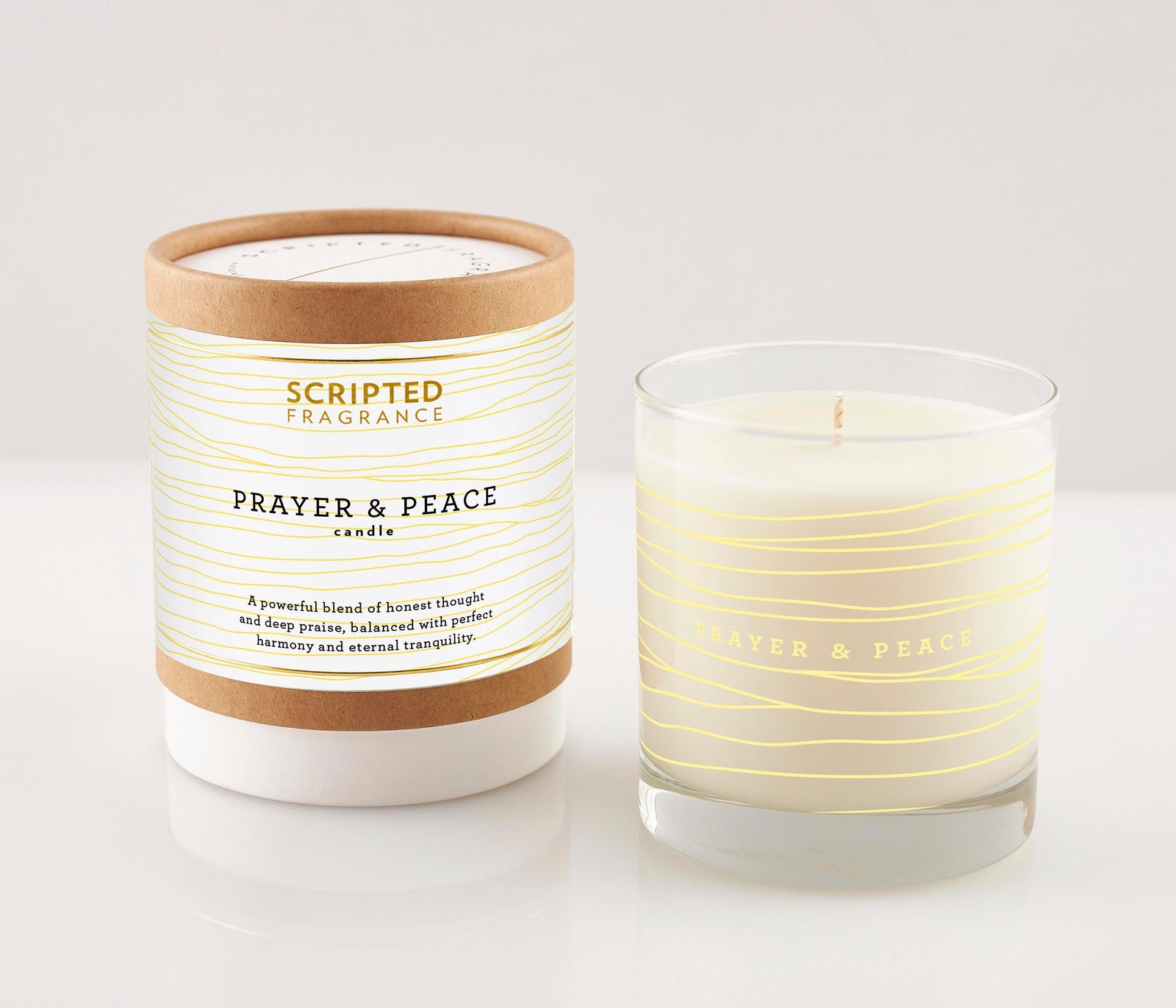 Prayer & Peace candle in reusable rocks glass with eucalyptus and lavender – a peaceful gift alternative to sympathy flowers.