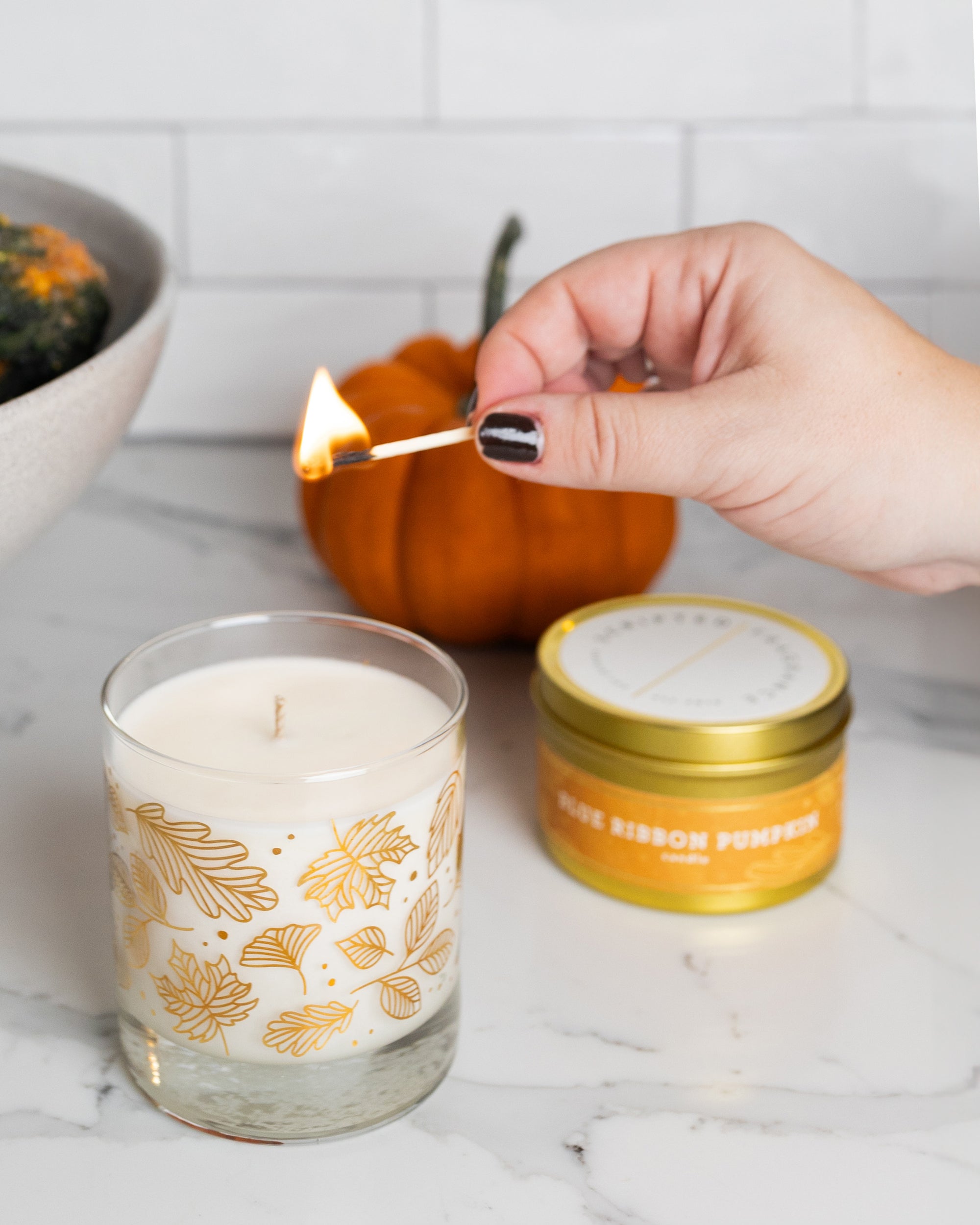 Blue Ribbon Pumpkin Autumn Soy Candle