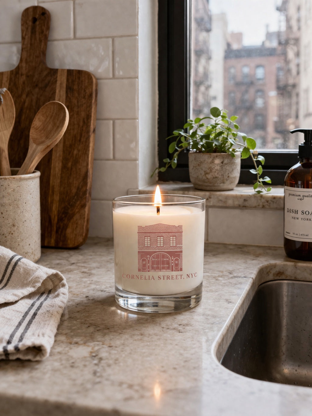 Cornelia Street, New York City Soy Candle in Drinking Glass