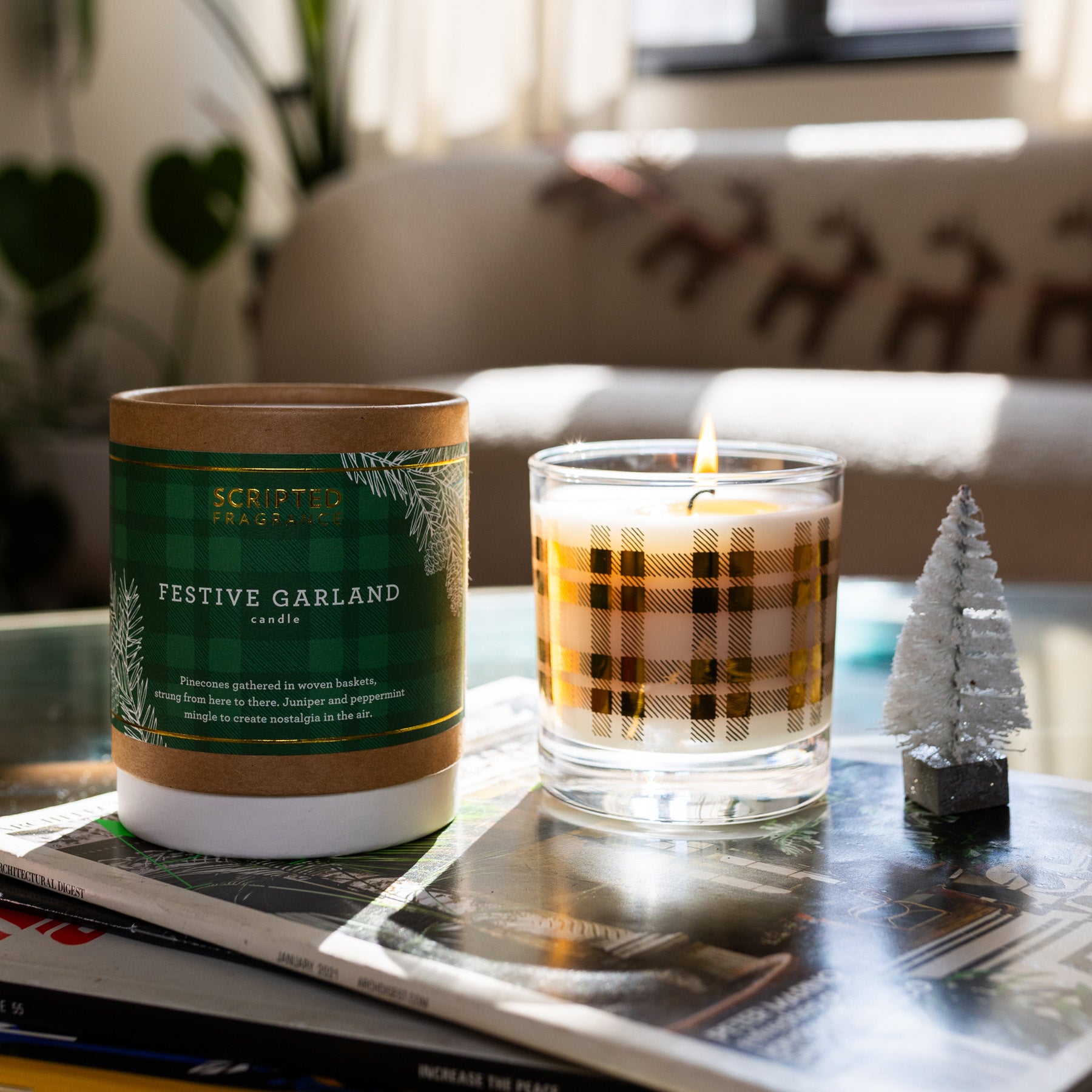 Holiday Cheers! Candle Gift Set | Luxury 22k Gold Reusable Rocks Glasses
