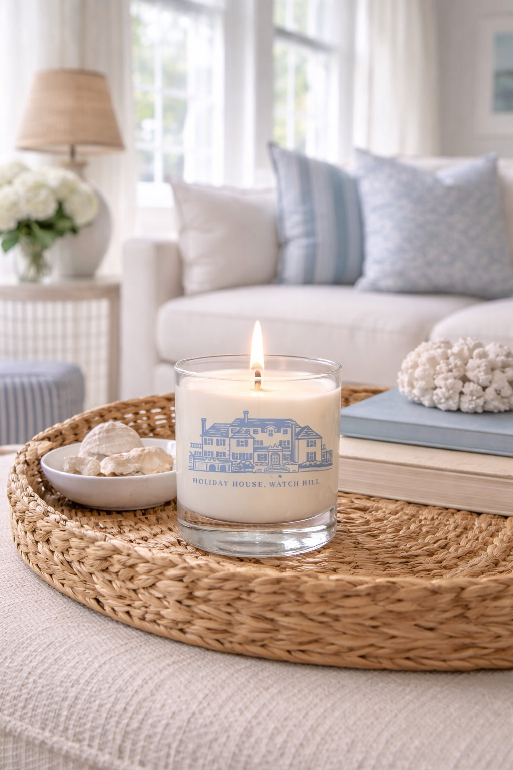Holiday House, Watch Hill Rhode Island Soy Candle in Drinking Glass