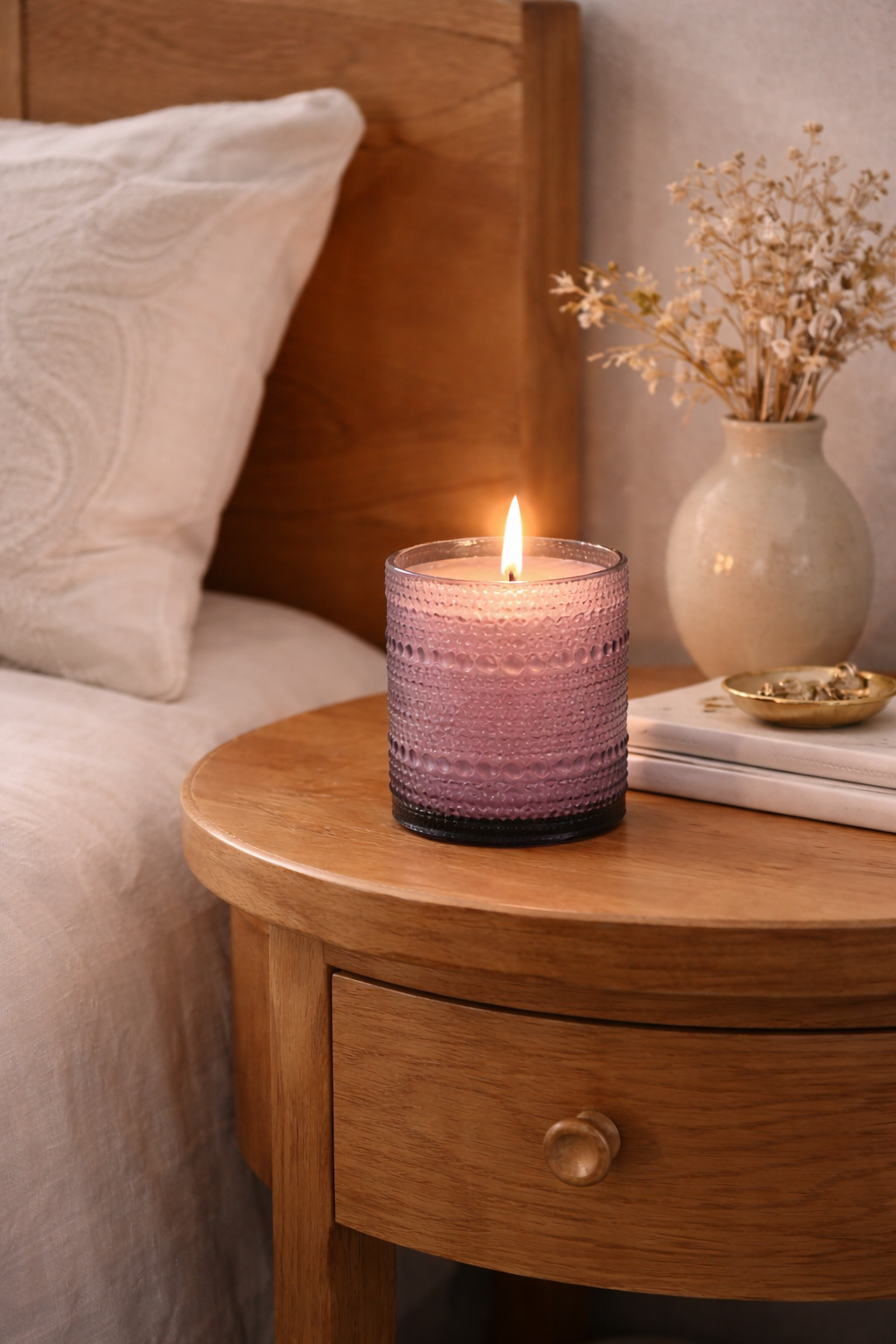 Petaled Air Soy Candle in Hobnail Drinking Glass | Gardenia & Green Leaves