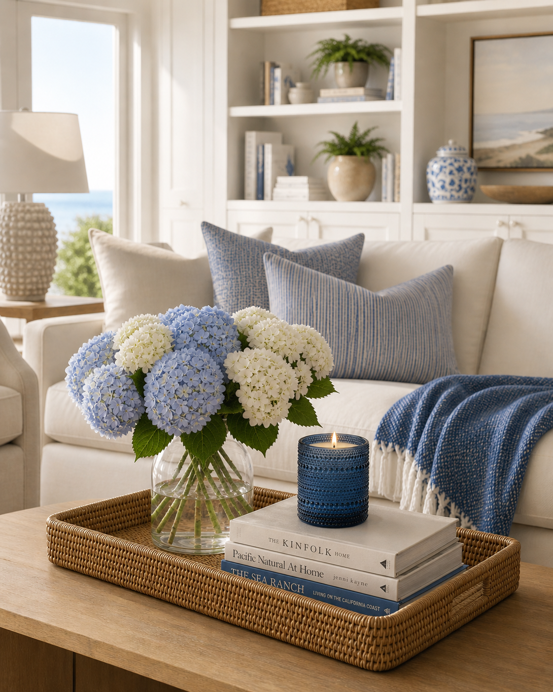 Harbor Hydrangea Soy Candle in Hobnob Drinking Glass  | Sea Salt, Florals & Eucalyptus