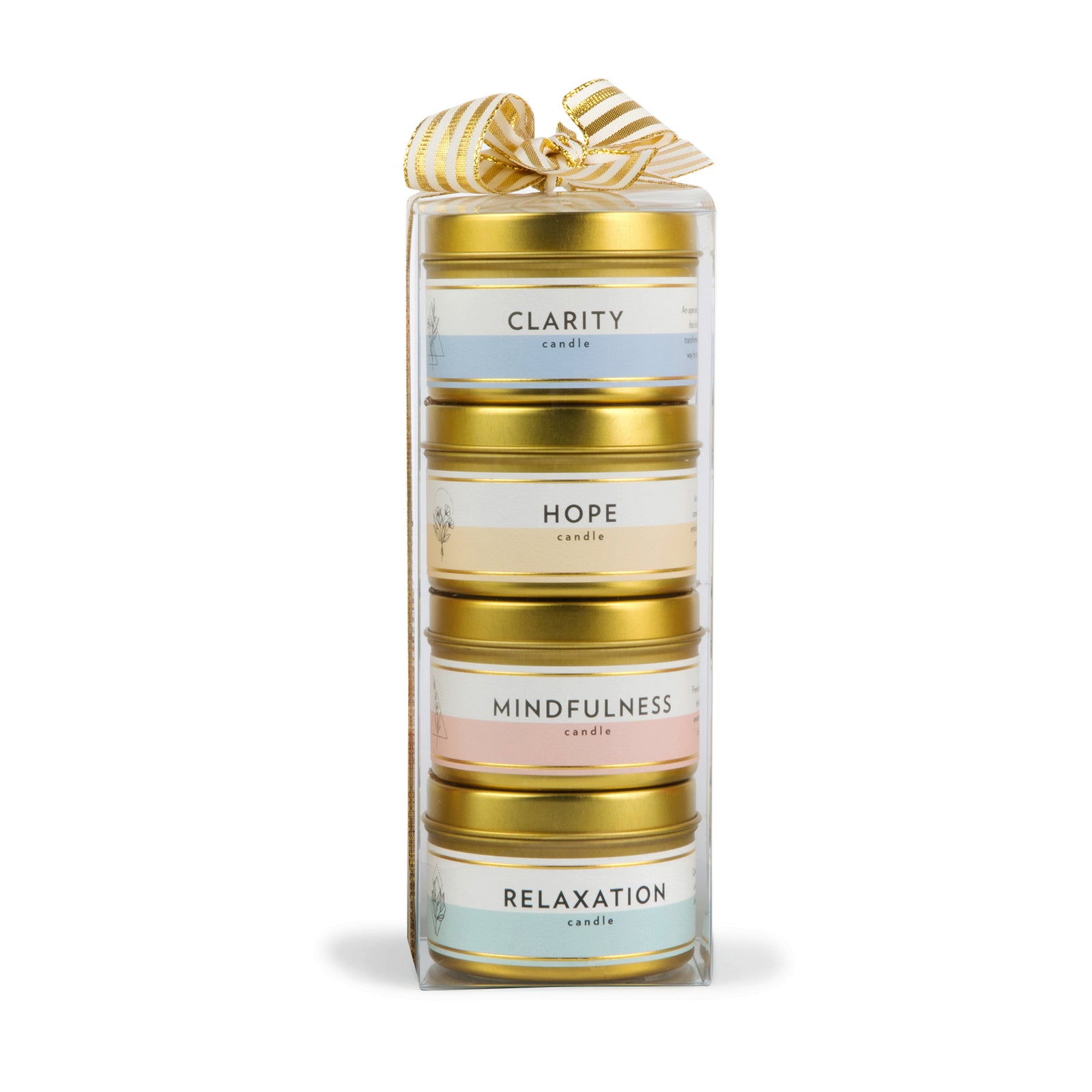 Spa Wellness Candle Gift Set |  4 Mini Gold Tin Soy Candles