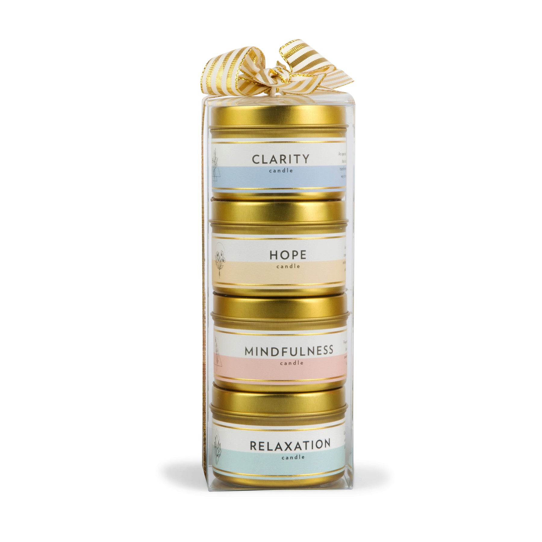 Spa Wellness Candle Gift Set |  4 Mini Gold Tin Soy Candles