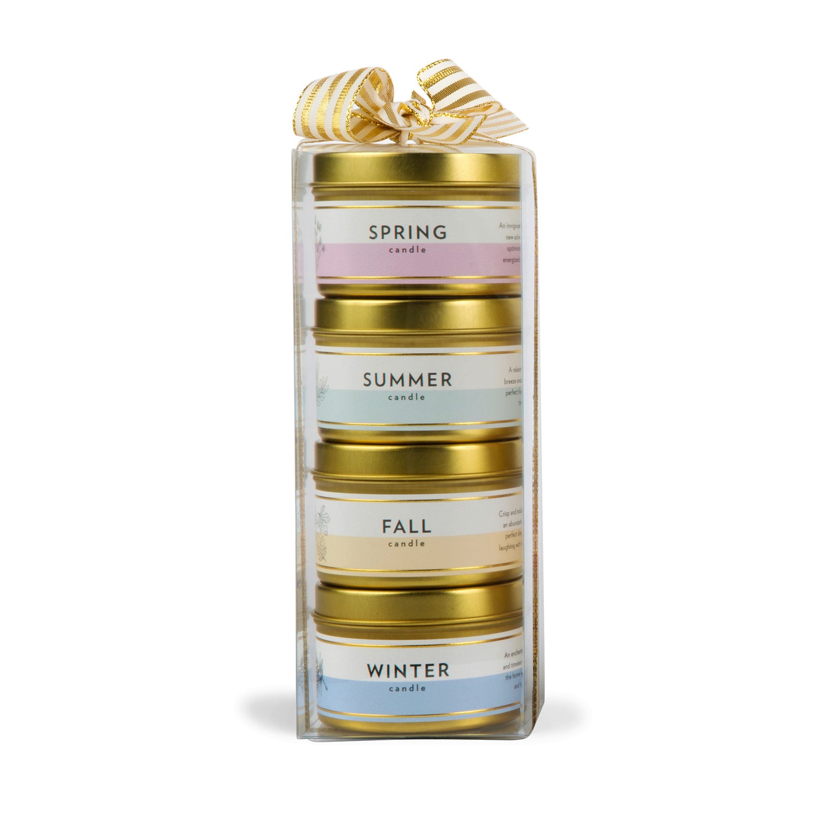 Seasonal Candle Gift Set |  4 Mini Gold Tin Soy Candles