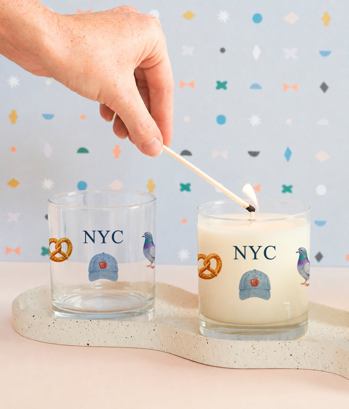 New York City Candle | Reusable Rocks Glass Candle | NYC Gift for Knicks Fans, New Yorkers & City Lovers