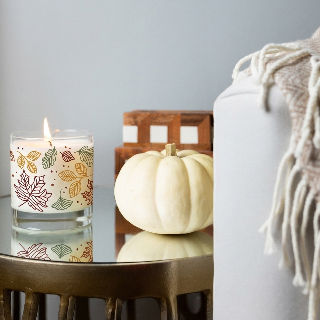 Hand lighting a Scripted Fragrance fall soy candle, hand-poured in Warwick, NY