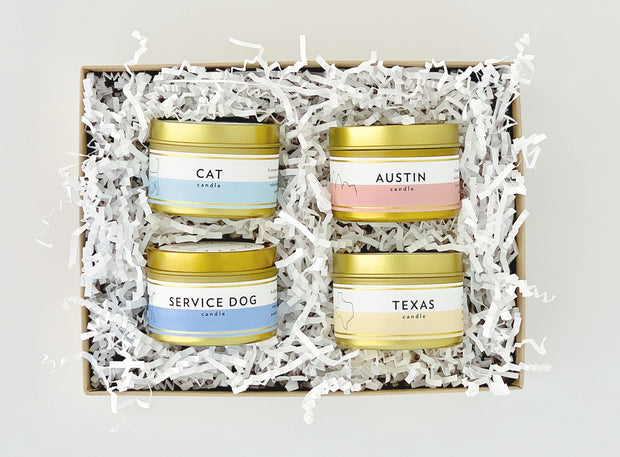 Create Your Own Gift Set |  4 Mini Gold Tin Soy Candles