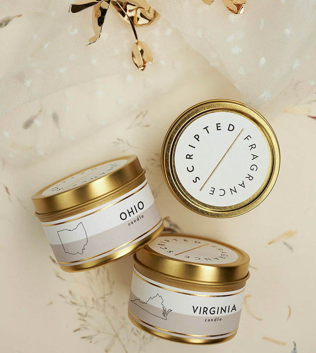 Mini Gold Tin Soy Candles | Wedding & Event Favors | Contemporary Package