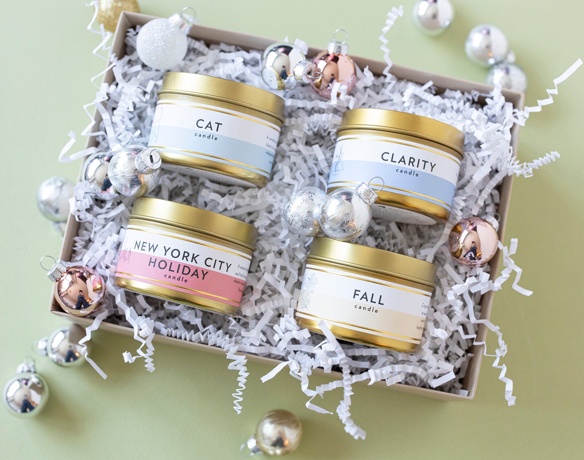 Create Your Own Gift Set |  4 Mini Gold Tin Soy Candles
