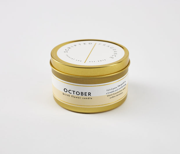 October Birth Month Flower Soy Candle